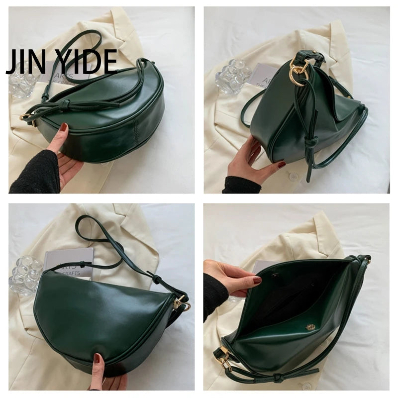 Women's PU Leather Banana Crossbody Bag