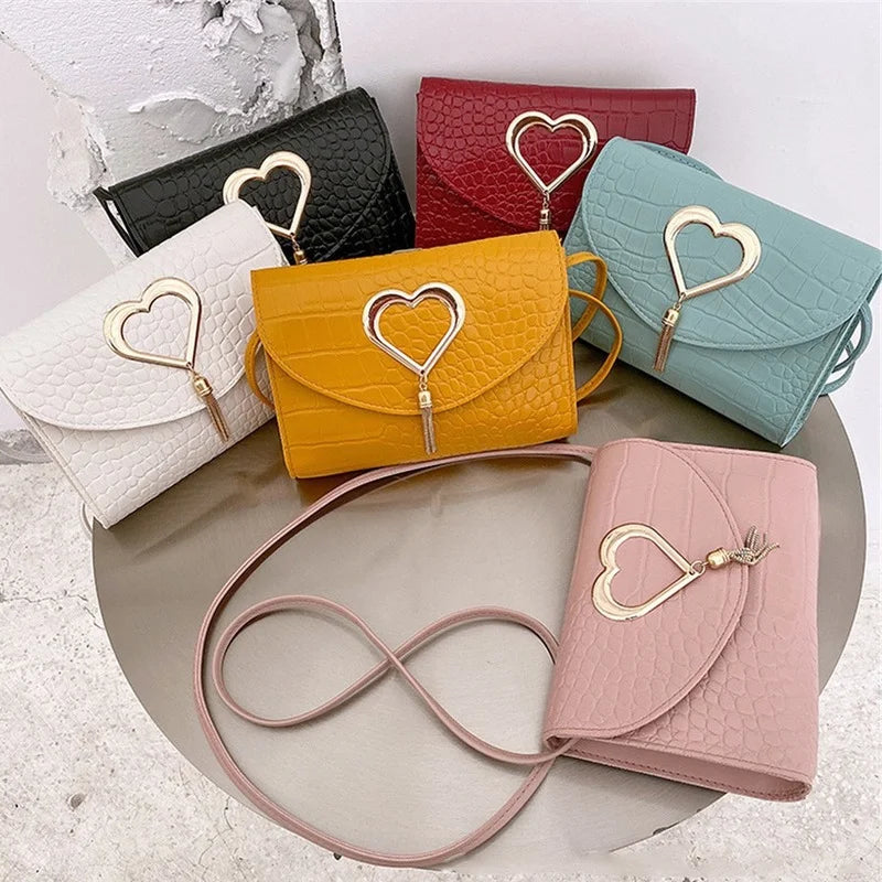 Heart Shaped Bag Women Purses Handbags Side Fashionable Satchels