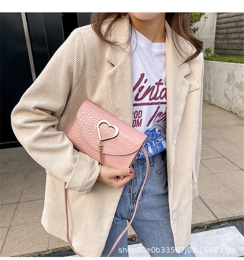 Heart Shaped Bag Women Purses Handbags Side Fashionable Satchels