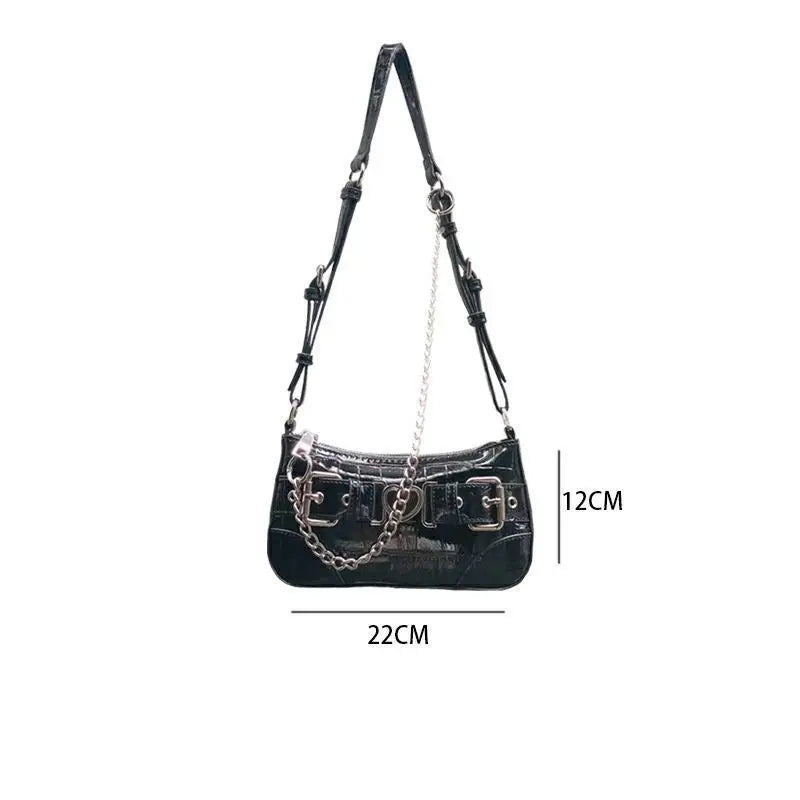 Metal Heart Y2K Novelty Punk School Shoulder Handbags For Ladies