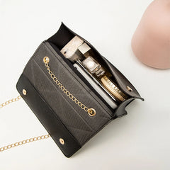 Embroidered Lock Chain Crossbody Bag Small Square Messenger Shoulder Bag