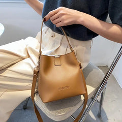 Ladies Bucket PU Leather Shoulder Bag Large Capacity Women's Messenger Bag