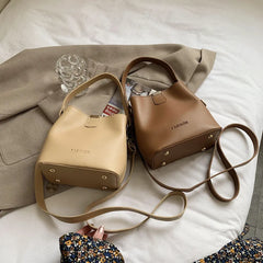 Ladies Bucket PU Leather Shoulder Bag Large Capacity Women's Messenger Bag
