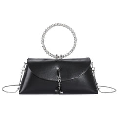 Rhinestone Ring Chain Shoulder Bag for Women Small Crossbody Bag