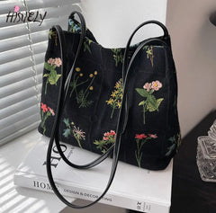 Large Flowers Tote Bags Ladies Bucket High-quality Fabric Women's Handbag
