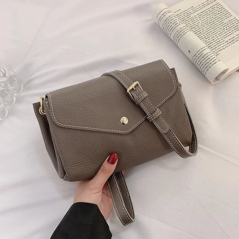 Leather Shoulder Bag Multi-layer Pocket Crossbody for Women