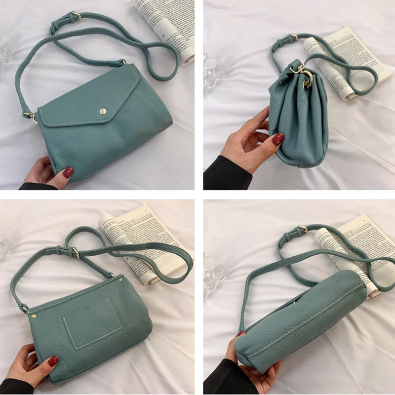 Leather Shoulder Bag Multi-layer Pocket Crossbody for Women