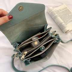 Leather Shoulder Bag Multi-layer Pocket Crossbody for Women