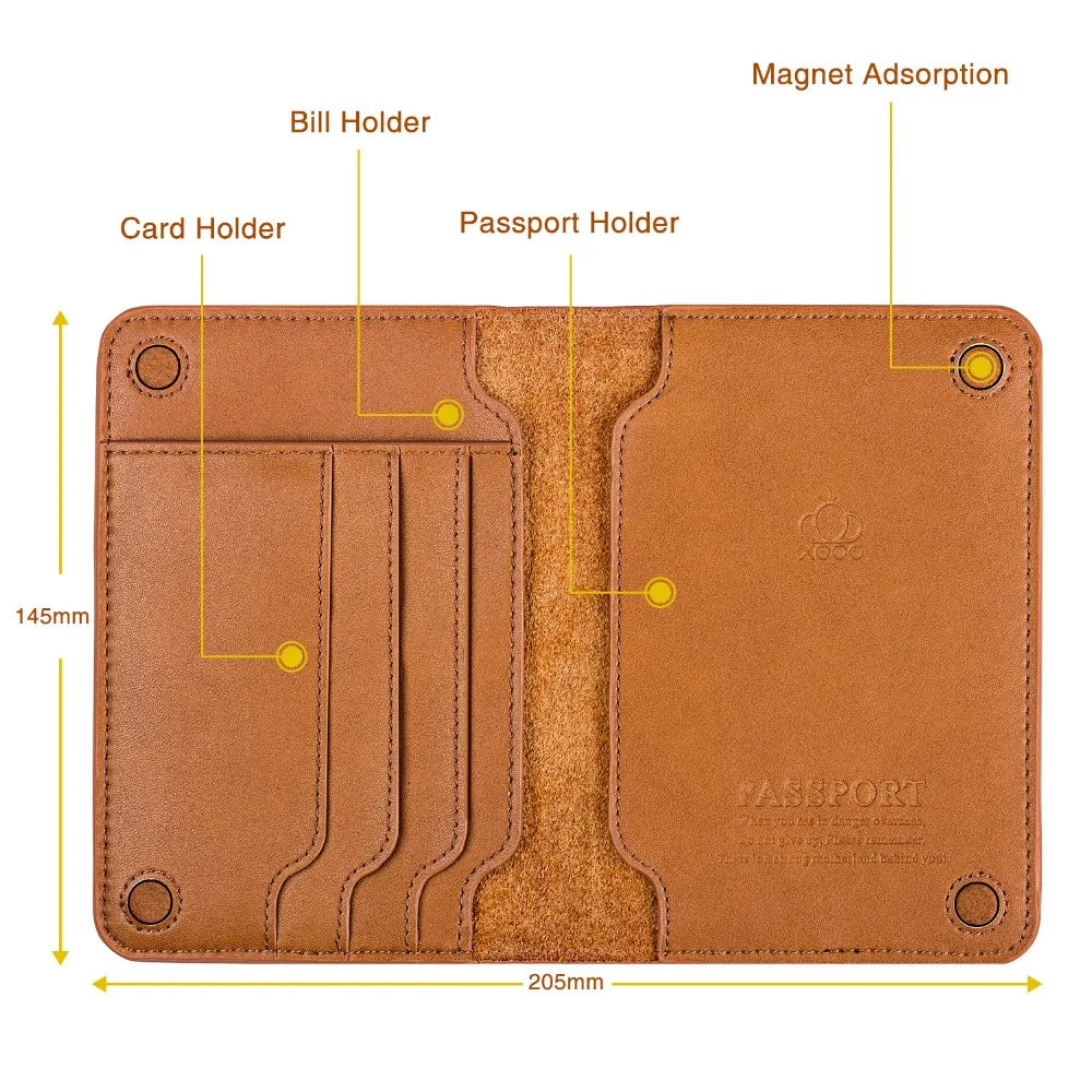 Men Women Family Leather Passport Cover Holder for Travel