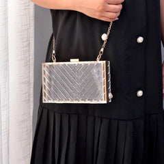 Metal Chain Acrylic Bag Dinner Bag Transparent Diagonal Women Bag