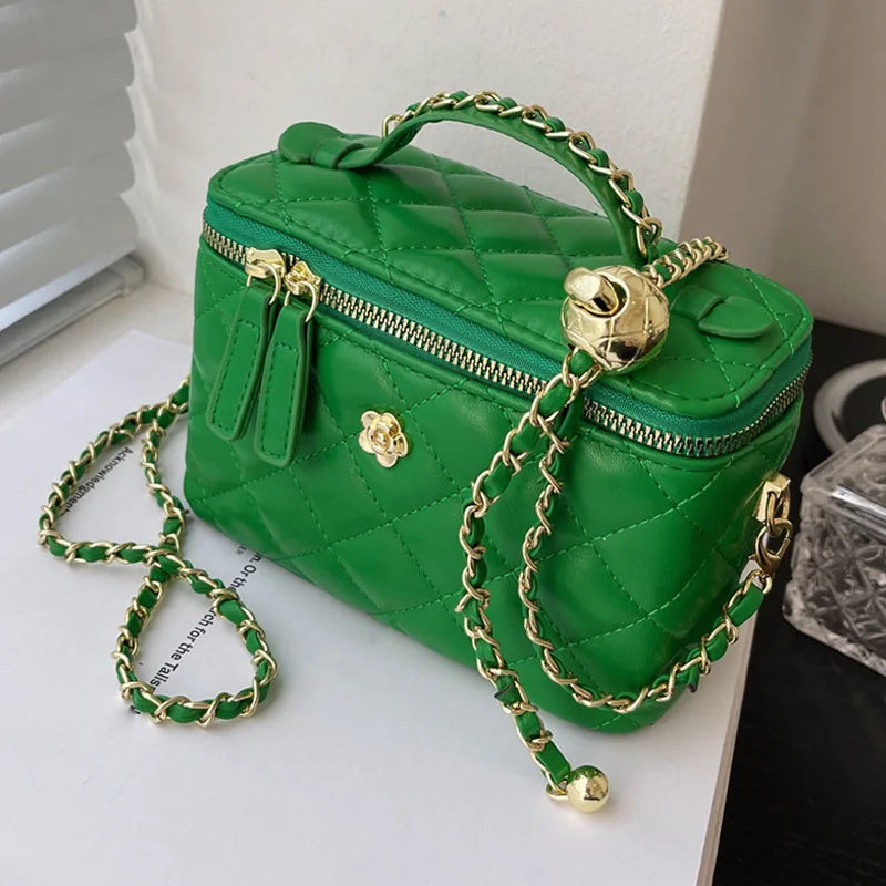 Mini Box PU Leather Crossbody Sling Bag Women Handbags And Purse Green Tote