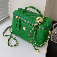 Mini Box PU Leather Crossbody Sling Bag Women Handbags And Purse Green Tote