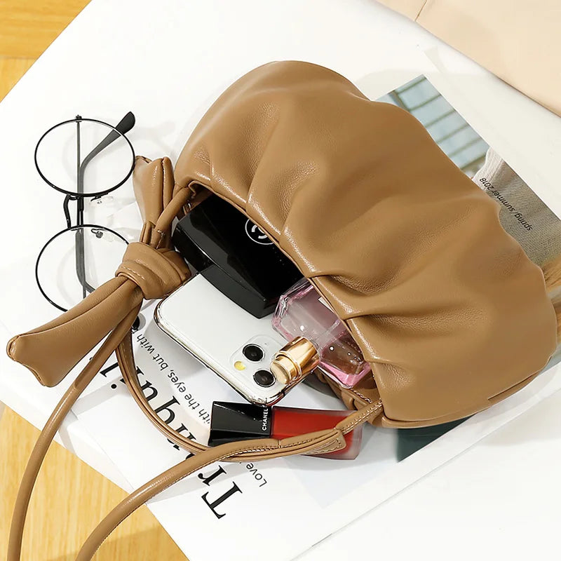 Mini Pleated Crossbody Bag Women's Small Handbag