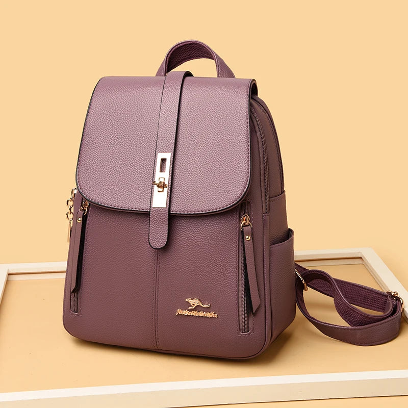 Women Travel Backpack Girls School Backapck High PU Leather Women Back pack