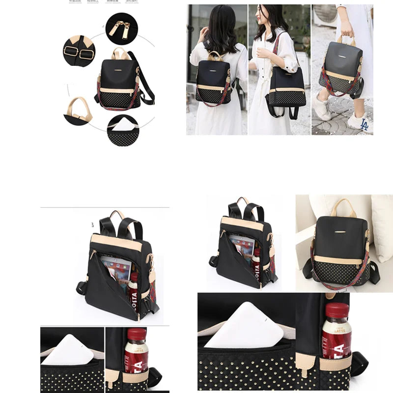 Large Capacity Women Rivet Oxford Backpack Female Backpacks