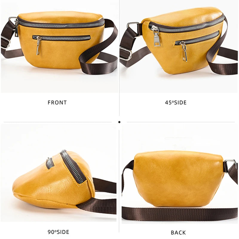 Multifunction Women's Fanny Pack Shoulder Bag Leather Chest Bag Female Belt