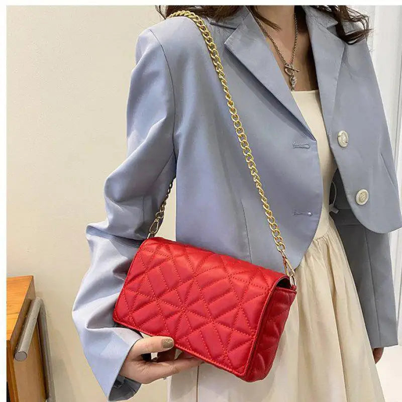 Embroidery Line Diamond Underarm Bag Chain Shoulder Hand Bags