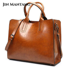 Oil Leather Bags for Women Handbag Female High Women Messenger Tote Bag