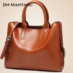 Oil Leather Bags for Women Handbag Female High Women Messenger Tote Bag