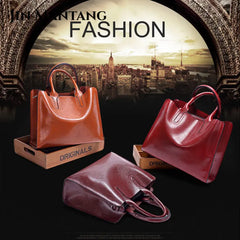 Oil Leather Bags for Women Handbag Female High Women Messenger Tote Bag