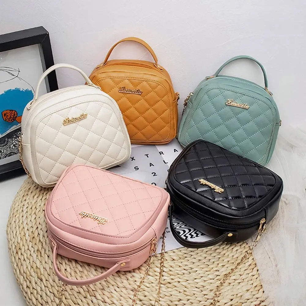 PU Handbags Diamond Grids Women's Shoulder Bag Girls Messenger Bag