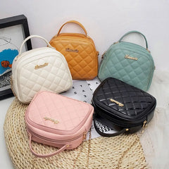 PU Handbags Diamond Grids Women's Shoulder Bag Girls Messenger Bag