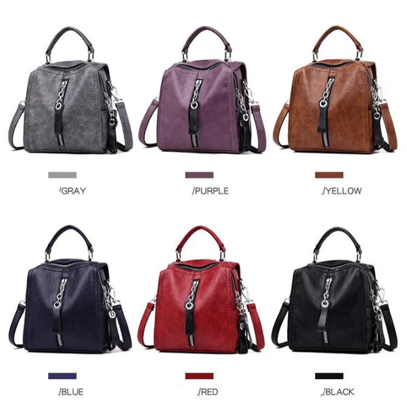 PU Leather Backpack Women Multifunction Shoulder Bookbags