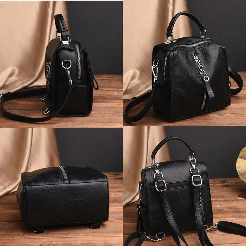 PU Leather Backpack Women Multifunction Shoulder Bookbags