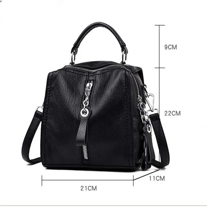 PU Leather Backpack Women Multifunction Shoulder Bookbags