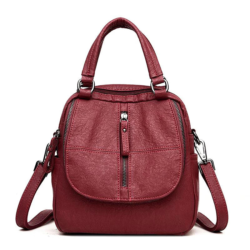 PU Leather Backpack Women Multifunction Shoulder Bookbags