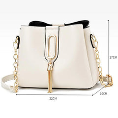 PU Leather Bucket Bag Female Crossbody Bag Butterfly Pendant Shoulder Bag