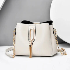 PU Leather Bucket Bag Female Crossbody Bag Butterfly Pendant Shoulder Bag