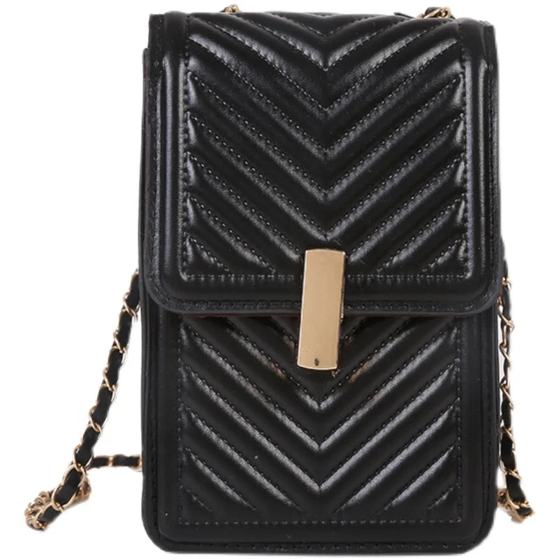 Square Phone Bag with Chain Mini Messenger Bag PU Leather Phone Pouch