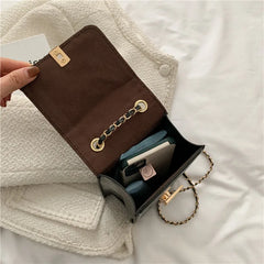 Square Phone Bag with Chain Mini Messenger Bag PU Leather Phone Pouch