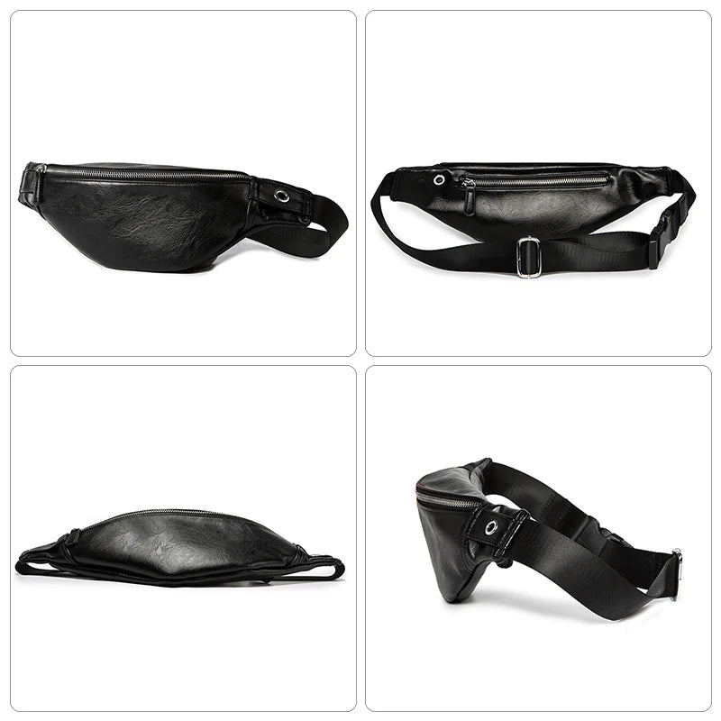 PU Leather Fanny Pack Men Waist Bag Adjustable Belt Bag Male Heuptas High Bum