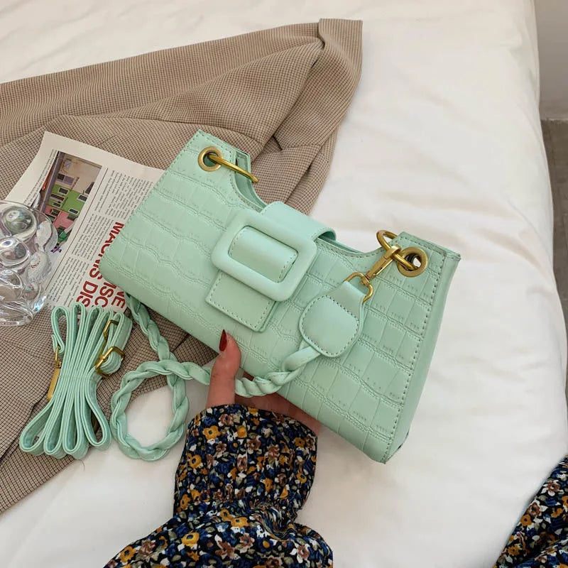 PU Leather Female Bag Women Handbags Shopper Embossed Stone Pattern