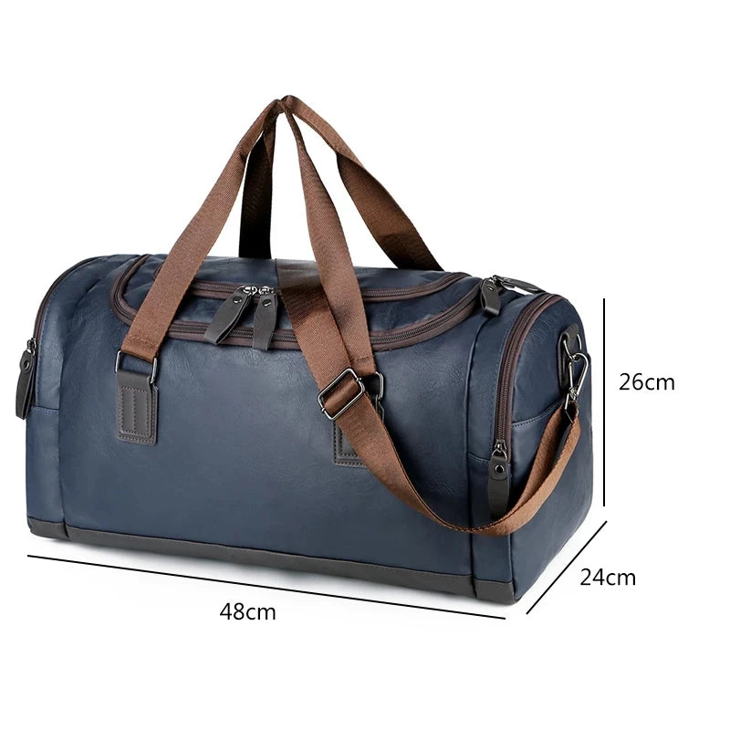 Waterproof PU Leather Travel Bag Outdoor Weekend Gym Duffle Bag