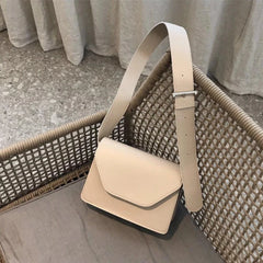 Retro Khaki Green Shoulder Bag Wide Strap Flap Shopper Bag