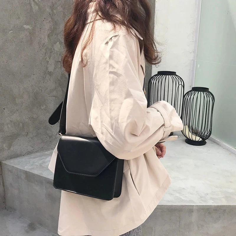 Retro Khaki Green Shoulder Bag Wide Strap Flap Shopper Bag