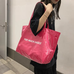 PVC Canvas Tote Bags Large Capacity Travel Beach Women Handbags