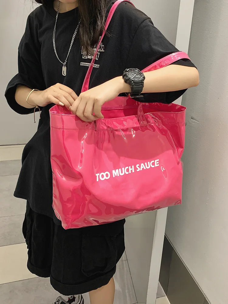 PVC Canvas Tote Bags Large Capacity Travel Beach Women Handbags