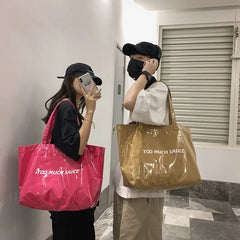 PVC Canvas Tote Bags Large Capacity Travel Beach Women Handbags