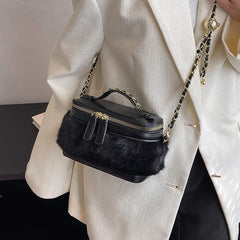 Plush Stitching Box Crossbody Bags Women Handbags And Purses
