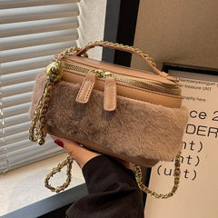 Plush Stitching Box Crossbody Bags Women Handbags And Purses