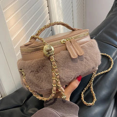 Plush Stitching Box Crossbody Bags Women Handbags And Purses