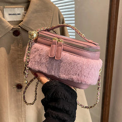 Plush Stitching Box Crossbody Bags Women Handbags And Purses