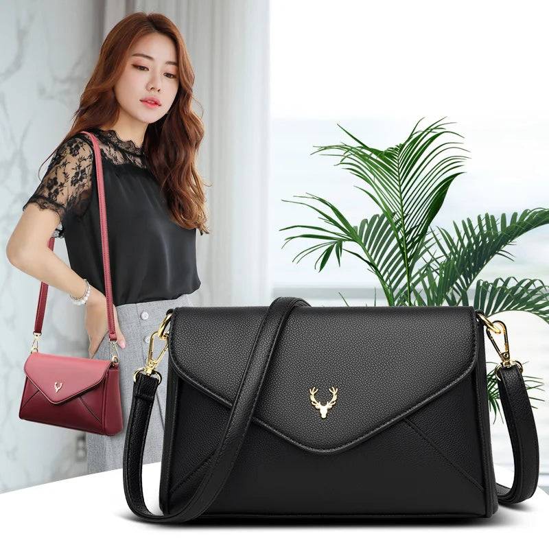 Leather Shoulder Bag Small Flap Messenger Bags Women Crossbody