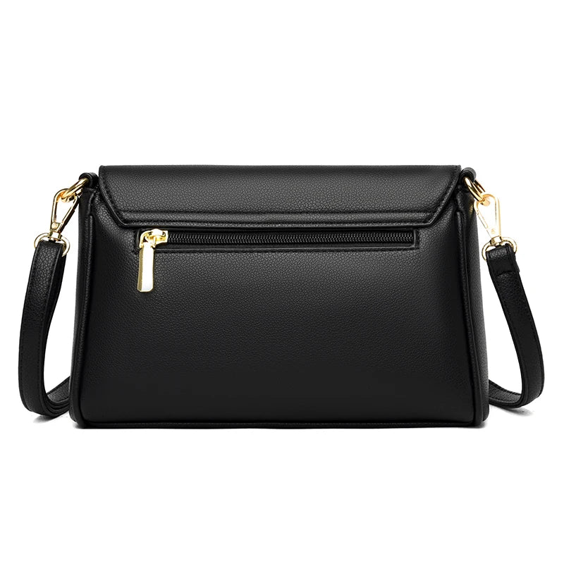 Leather Shoulder Bag Small Flap Messenger Bags Women Crossbody
