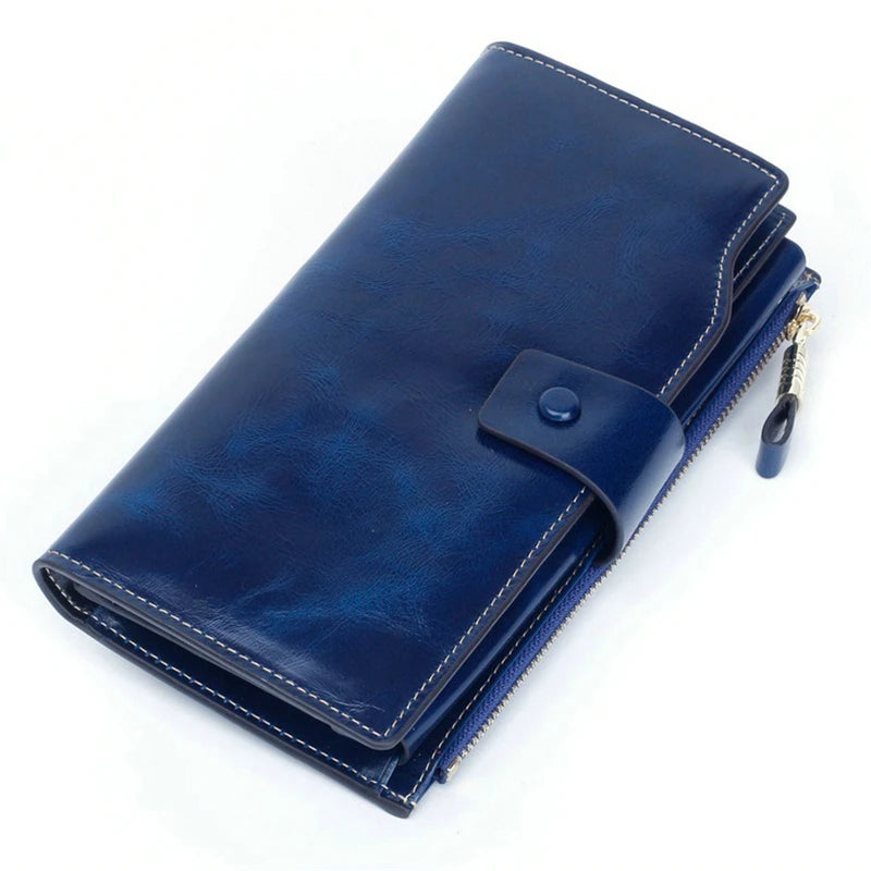 RFID Blocking Leather Key Package Zipper Hand Function Phone Purse