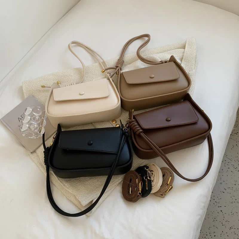 Retro PU Leather Handbags for Women Shoulder Bag Crossbody Solid Ladies